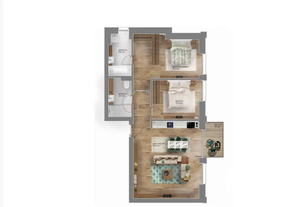 Apartament 3 Camere Tunari, Ilfov – Amber Forest: Locuință nZEB cu Vederi la Pădure - imaginea 3