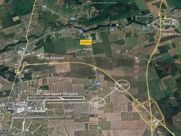Investiție strategică: Teren intravilan 21.643 mp în Balotești, Ilfov - Zonă mixtă, acces A3/A0 - imaginea 3