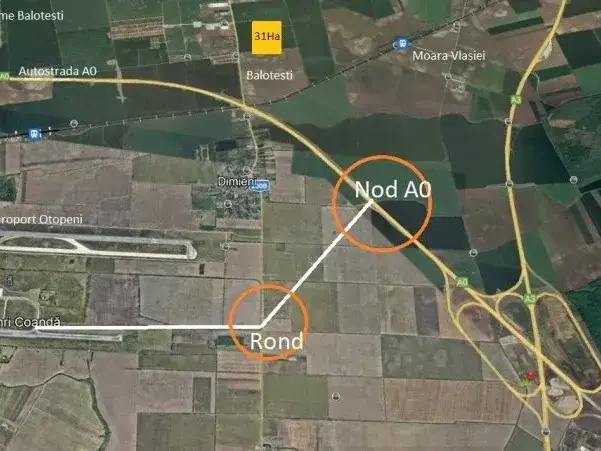 Teren de vânzare în Balotești, Ilfov - 100.000 mp, intravilan rezidențial, acces stradal - imaginea 3
