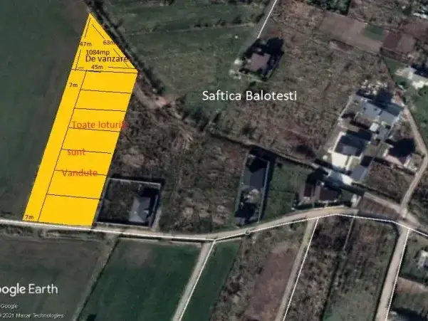 Teren de Vanzare Balotești, Ilfov – 1250 mp Intravilan cu Potențial de Construcție (P+1+M) - imaginea 2